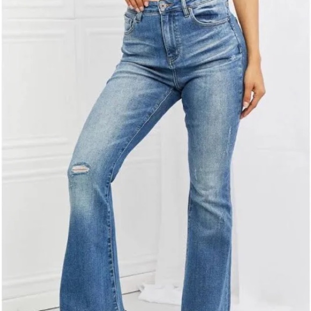 Risen Iris High Waisted Flare Jeans